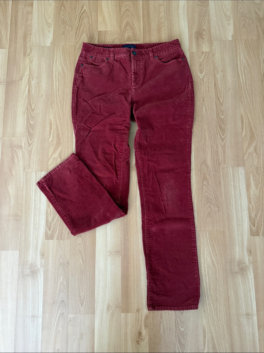 Talbots Straight-Leg Corduroy in Deep Red Wine
